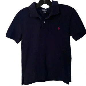 Ralph Lauren Boys blue Polo Shirt. Short Sleeves Navy Blue Size Medium (10-12)